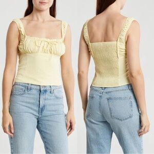 NEW LUSH Smocked Bow Tank Top Yellow